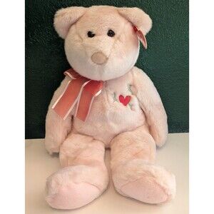 Ty Beanie Buddies 2004 Teddy Bear 14" Plush Pink Sweetest Heart Valentine's Day